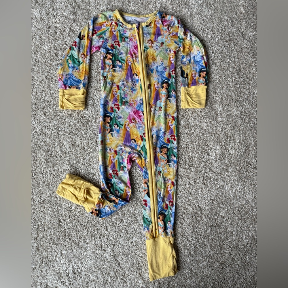 Disney Kids One Piece Bamboo Footie - Multicolor Princess Design